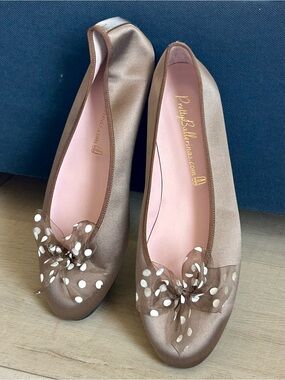 Taupe bow front ballet flats